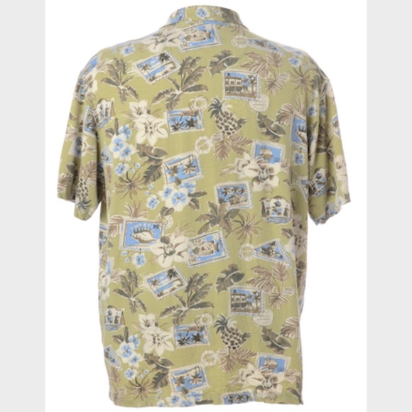 Hathaway Classics, Mens Green/Blue Hawaiian Shirt - Picture 2 of 4